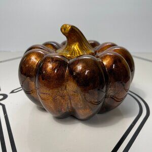 Decorative Pumpkin Fall Thanksgiving Decor Gold Leaf & Lacquer over Ceramic